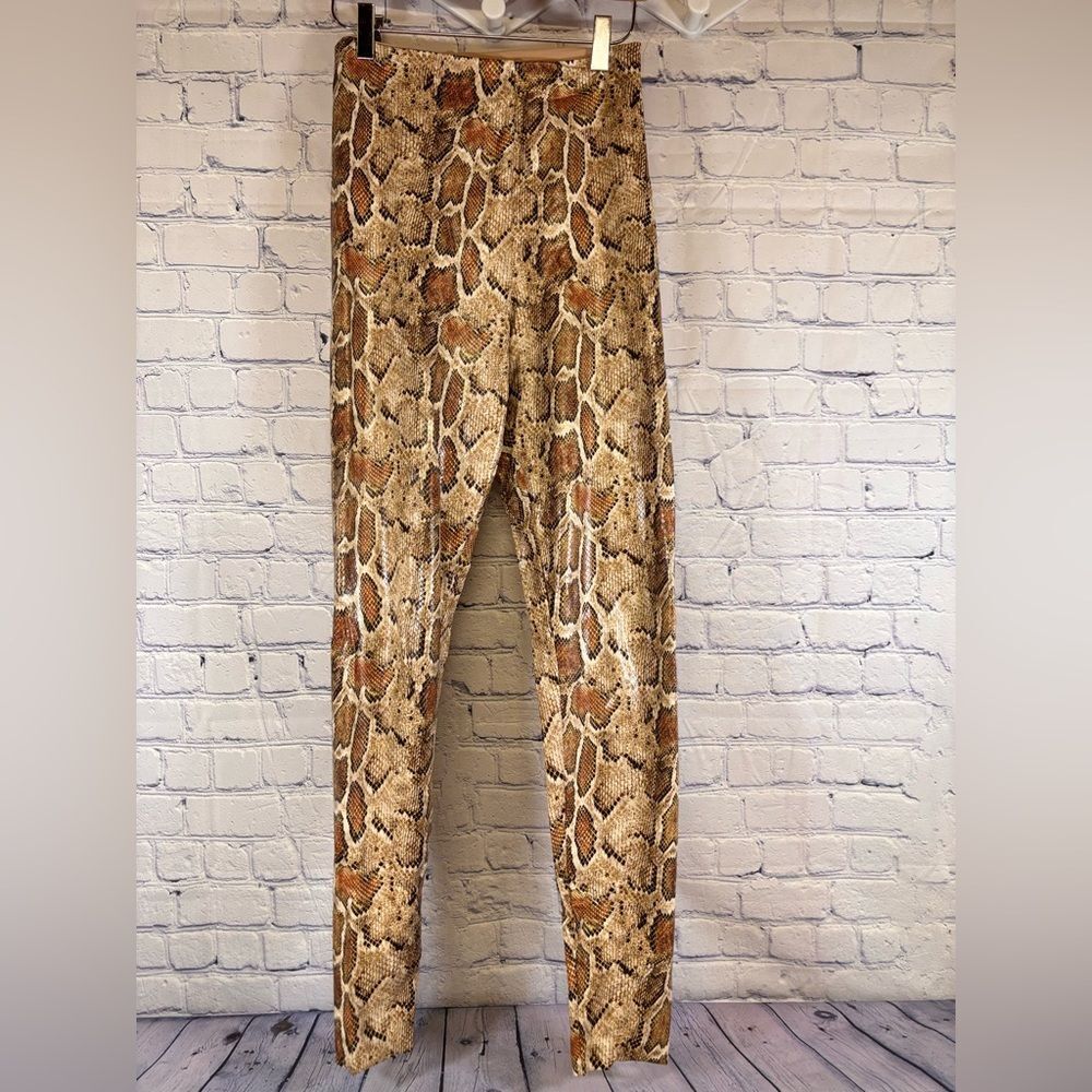 Commando Python Print Faux Leather Chic Punk Rocker Motocore Stretch Leggings M